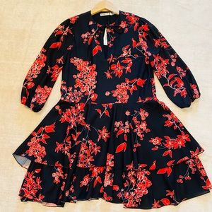 Alice + Olivia Vine Floral Black/Cherry Dress